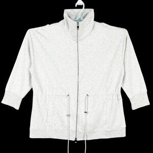 Magaschoni Women's Full Zip 3/4 Sleeve Drawstring Heather Grey  Jacket Sz 2X NWT